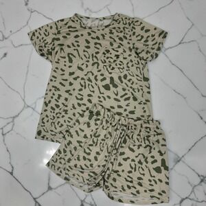 Women's Cheetah Print Lounge Set 2-Piece Top & Shorts Size S Soft Pajama Set